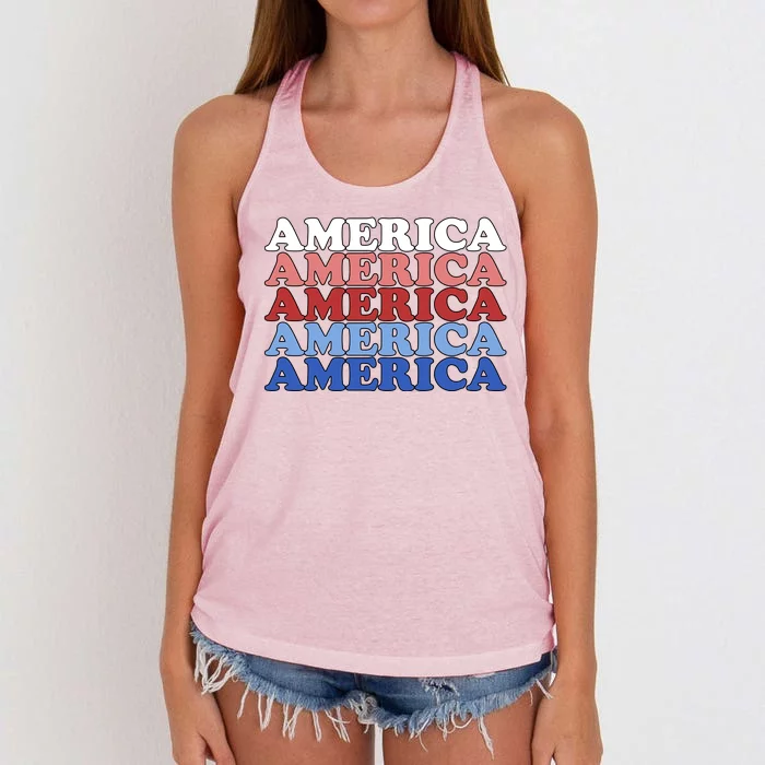 America Retro 4th Of July Women's Knotted Racerback Tank