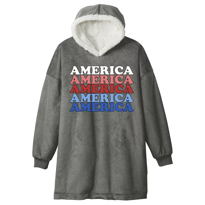 America Retro 4th Of July Hooded Wearable Blanket