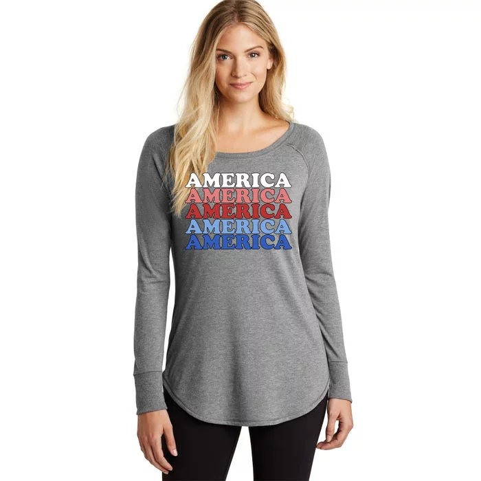 America Retro 4th Of July Women's Perfect Tri Tunic Long Sleeve Shirt