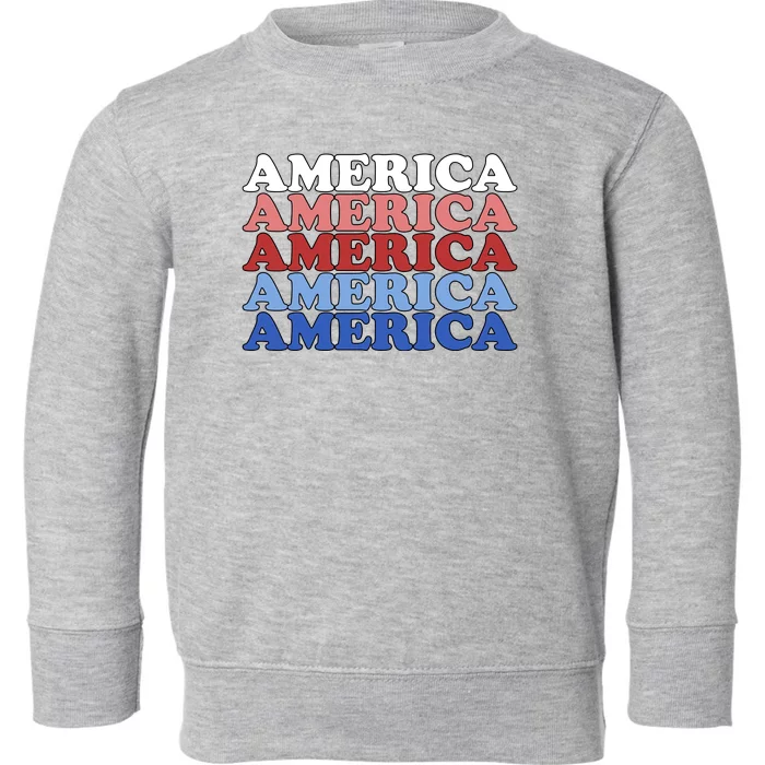 America Retro 4th Of July Toddler Sweatshirt