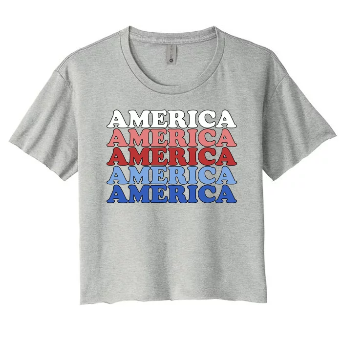 America Retro 4th Of July Women's Crop Top Tee