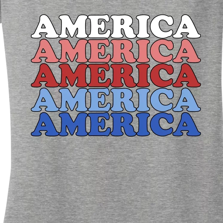 America Retro 4th Of July Women's V-Neck T-Shirt