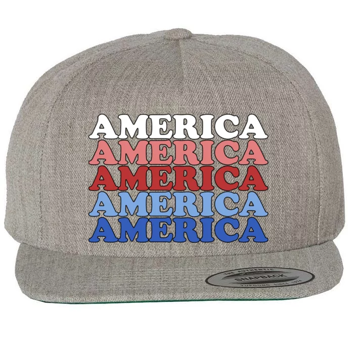 America Retro 4th Of July Wool Snapback Cap