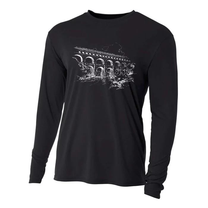 Ancient Roman Aqueduct Rome Aqueduct Of Segovia Cooling Performance Long Sleeve Crew