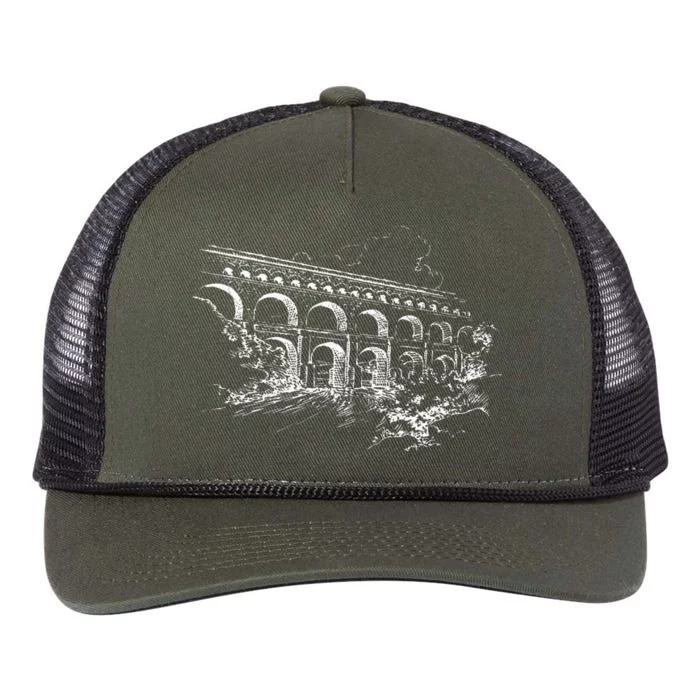 Ancient Roman Aqueduct Rome Aqueduct Of Segovia Retro Rope Trucker Hat Cap