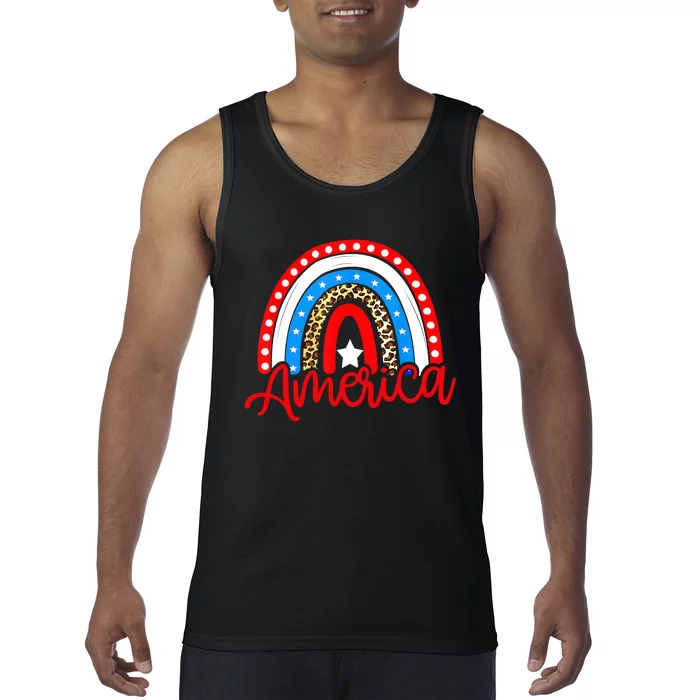 America Rainbow American Flag 4th Of July Tank Top