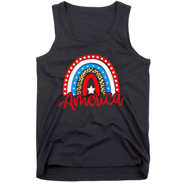 America Rainbow American Flag 4th Of July Tank Top