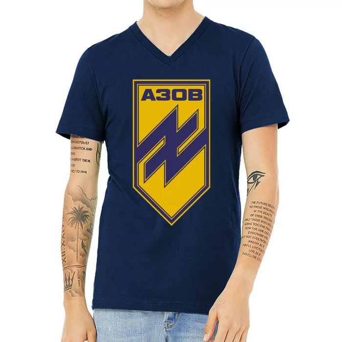 Azov Regiment A30B Azov Battalion Ukraine V-Neck T-Shirt | TeeShirtPalace