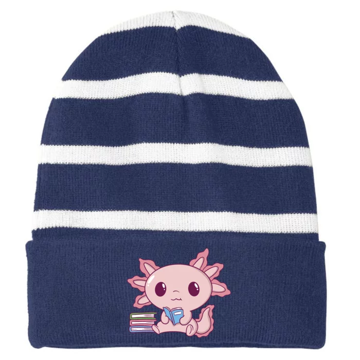 Axolotl Reading Striped Beanie with Solid Band