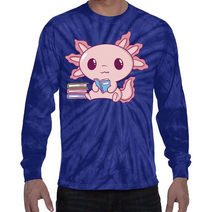 Axolotl Reading Tie-Dye Long Sleeve Shirt