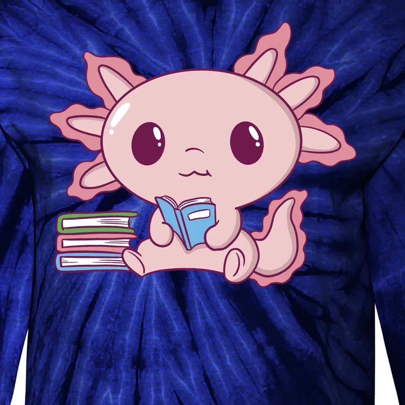 Axolotl Reading Tie-Dye Long Sleeve Shirt