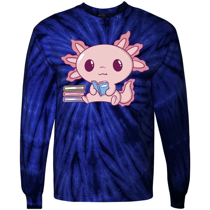 Axolotl Reading Tie-Dye Long Sleeve Shirt