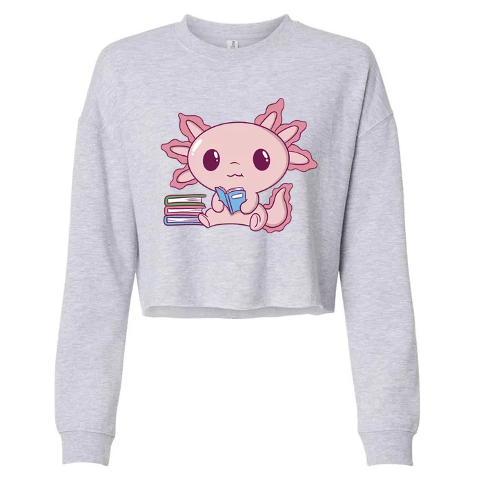 Axolotl Reading Cropped Pullover Crew