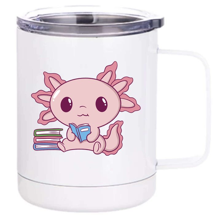 Axolotl Reading Front & Back 12oz Stainless Steel Tumbler Cup