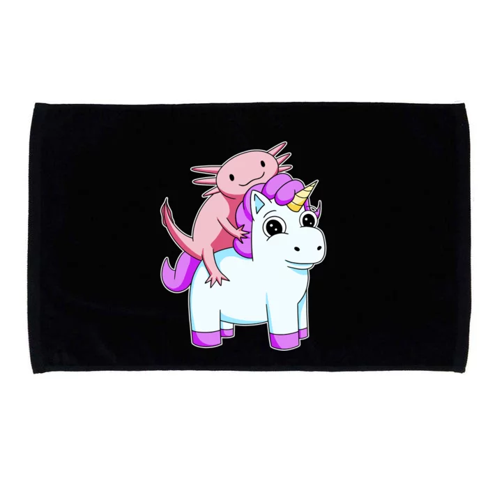 Axolotl Riding A Unicorn Funny Cute Microfiber Hand Towel