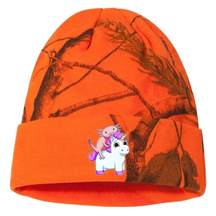 Axolotl Riding A Unicorn Funny Cute Kati - 12in Camo Beanie