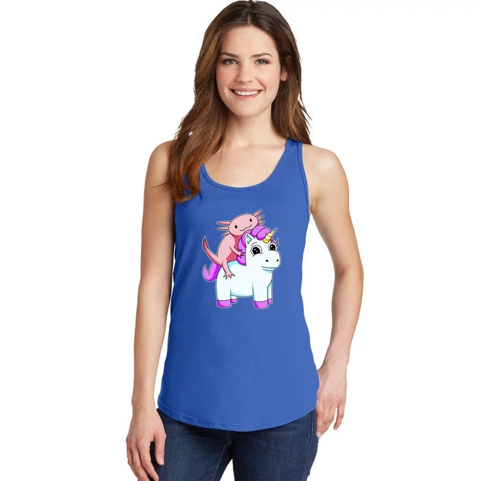 Axolotl Riding A Unicorn Funny Cute Ladies Essential Tank