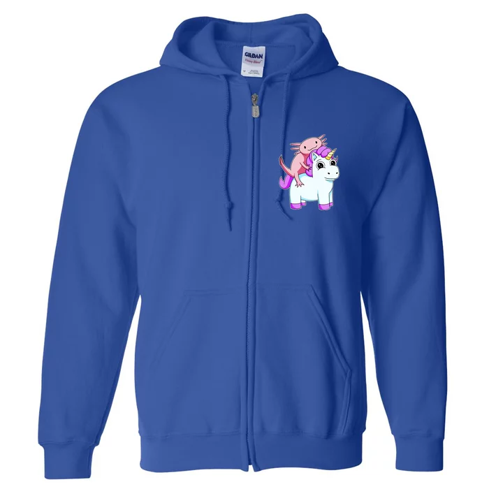 Axolotl Riding A Unicorn Funny Cute Full Zip Hoodie