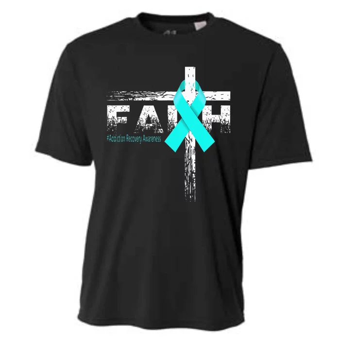 Addiction Recovery Awareness Christian Faith & Cross Cooling Performance Crew T-Shirt