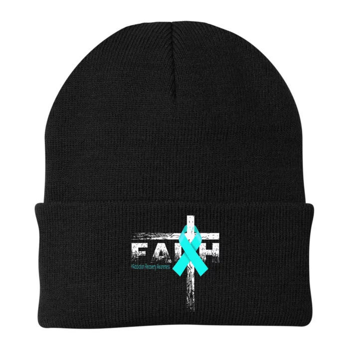 Addiction Recovery Awareness Christian Faith & Cross Knit Cap Winter Beanie