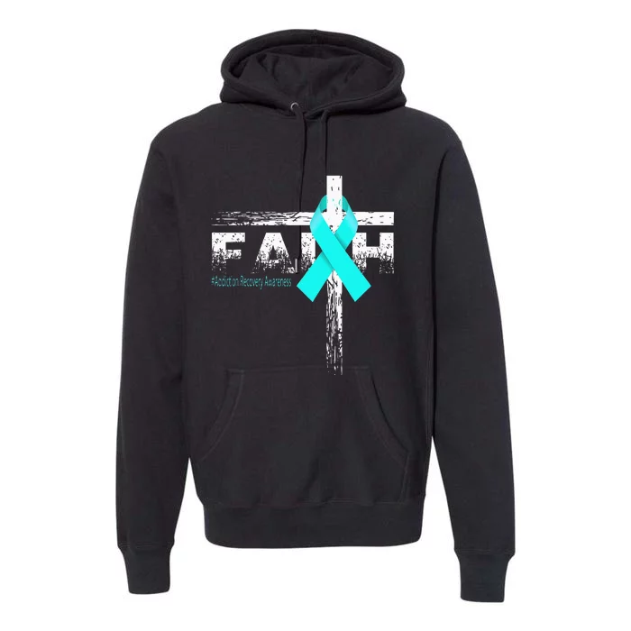 Addiction Recovery Awareness Christian Faith & Cross Premium Hoodie