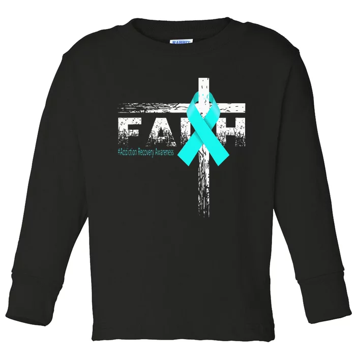 Addiction Recovery Awareness Christian Faith & Cross Toddler Long Sleeve Shirt