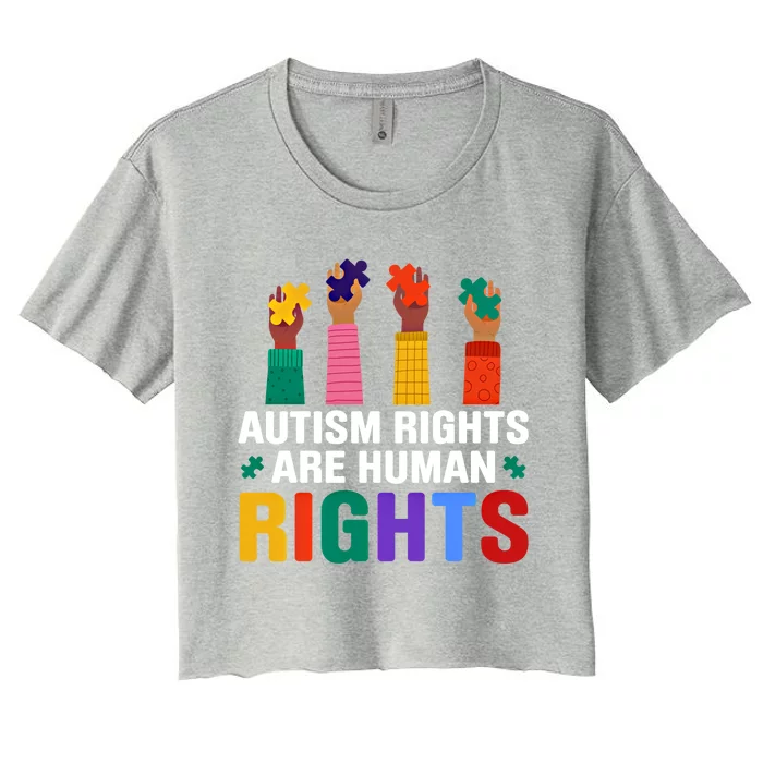 Autism Rights Are Hu Rights Autism Awareness Acceptance Gift Women's Crop Top Tee