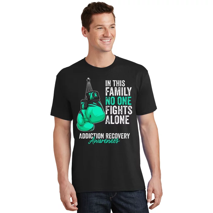 Addiction Recovery Awareness Month Gloves Teal Ribbon T-Shirt