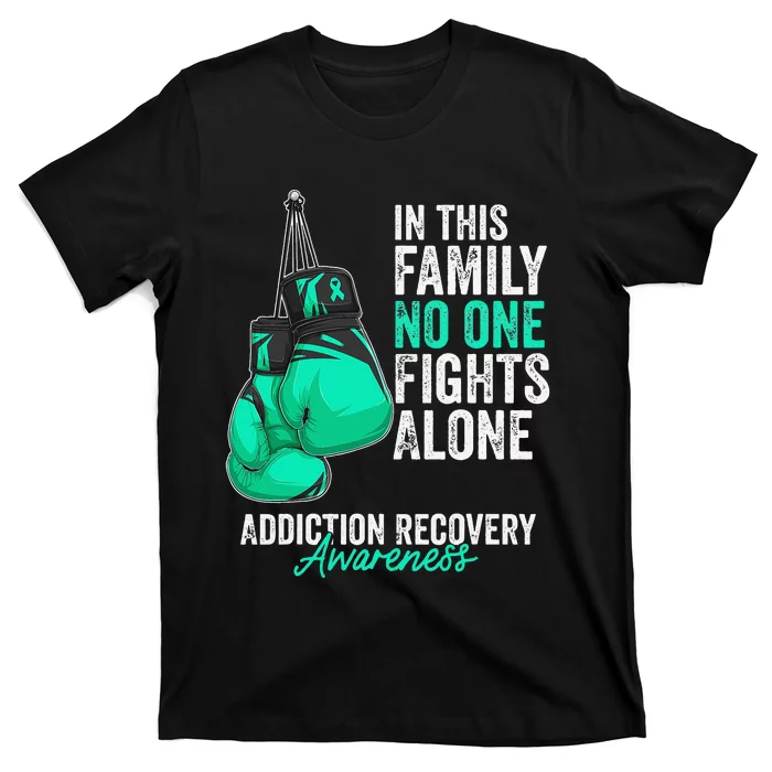 Addiction Recovery Awareness Month Gloves Teal Ribbon T-Shirt