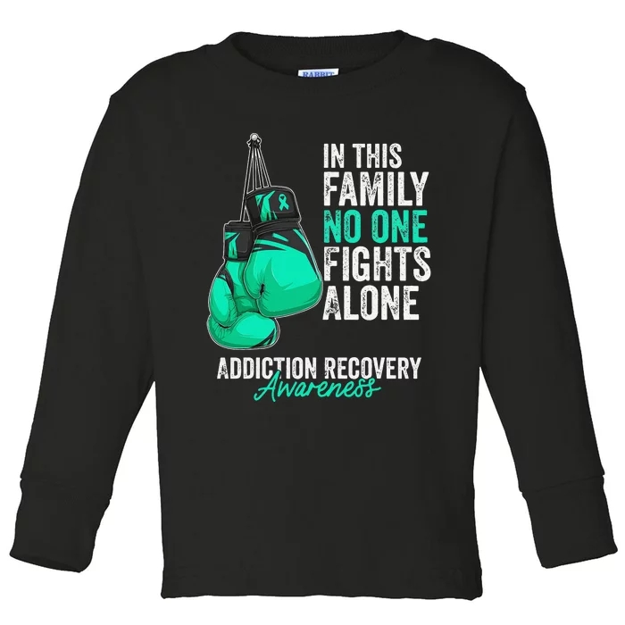 Addiction Recovery Awareness Month Gloves Teal Ribbon Toddler Long Sleeve Shirt