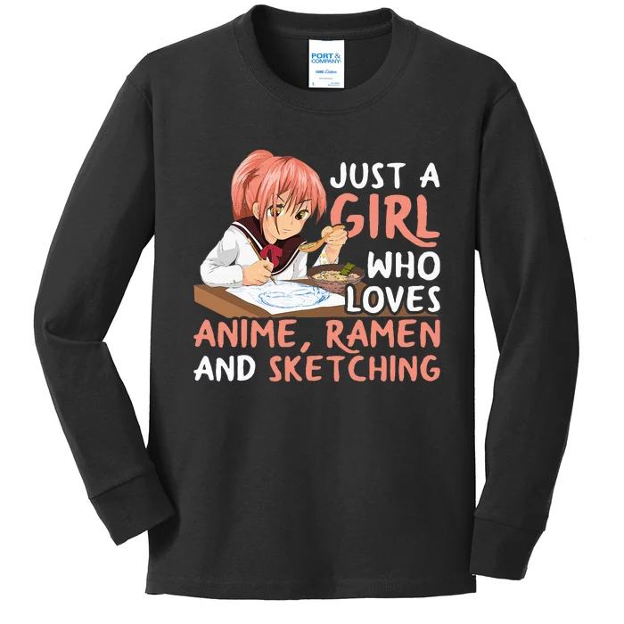 Anime Ra and Sketching A Japan Lover's Dream Kids Long Sleeve Shirt