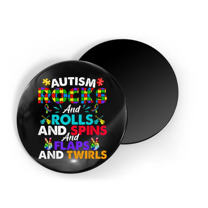 Autism Rocks And Rolls Funny Autism Awareness Month Magnet