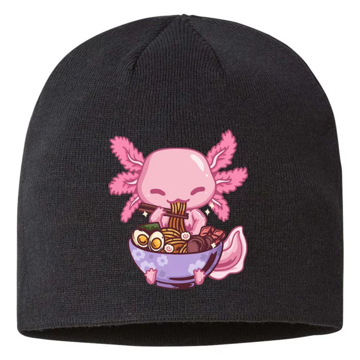 Axolotl Ramen Anime Kawaii Eating 8 1/2in Sustainable Knit Beanie