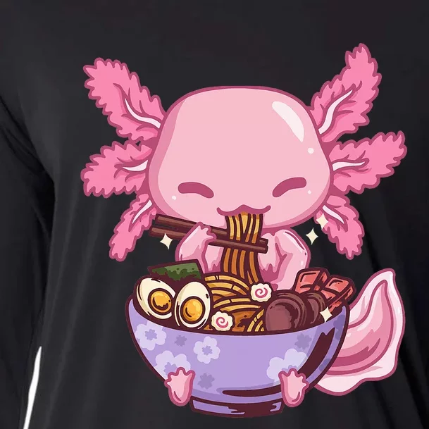 Axolotl Ramen Anime Kawaii Eating Cooling Performance Long Sleeve Crew