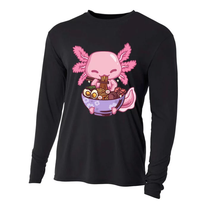 Axolotl Ramen Anime Kawaii Eating Cooling Performance Long Sleeve Crew