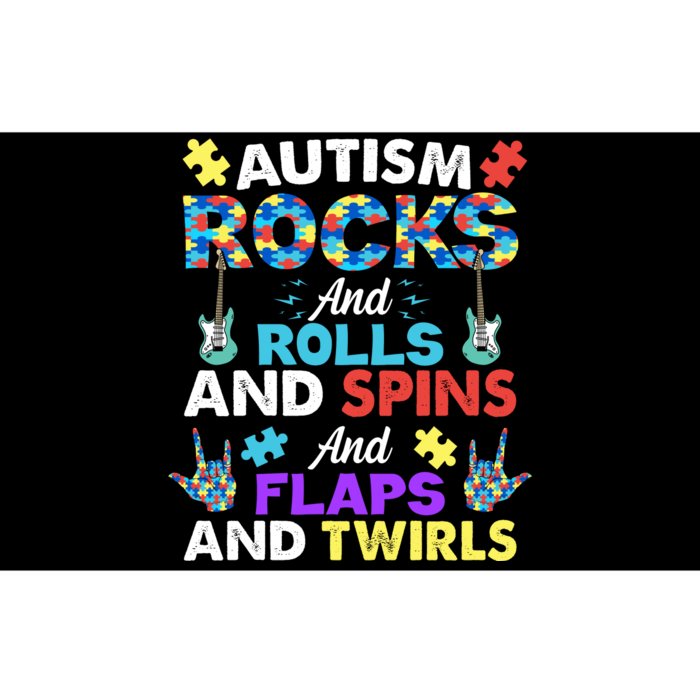 Autism Rocks And Rolls And Spins And Flaps And Twists Bumper Sticker