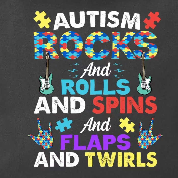 Autism Rocks And Rolls And Spins And Flaps And Twists Zip Tote Bag