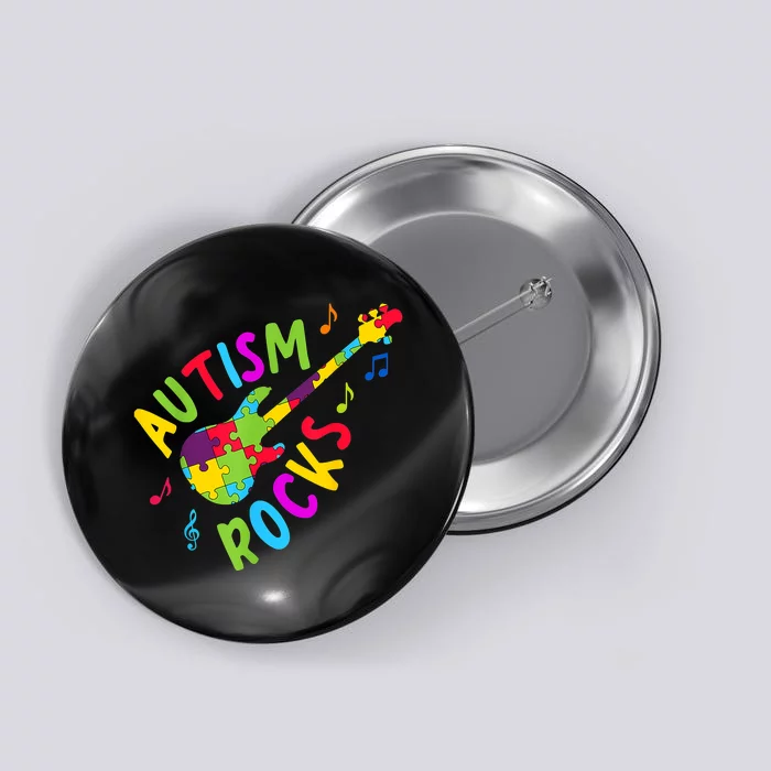 Autism Rocks Autism Awareness Guitar Puzzle Pieces Button