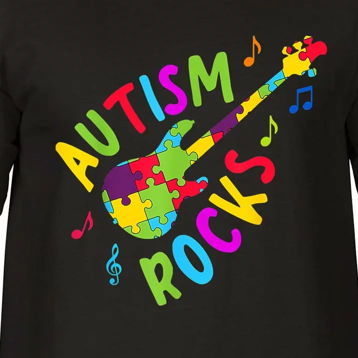 Autism Rocks Autism Awareness Guitar Puzzle Pieces Comfort Colors T-Shirt