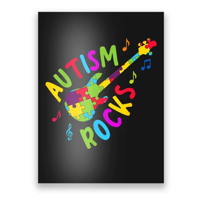 Autism Rocks Autism Awareness Guitar Puzzle Pieces Poster