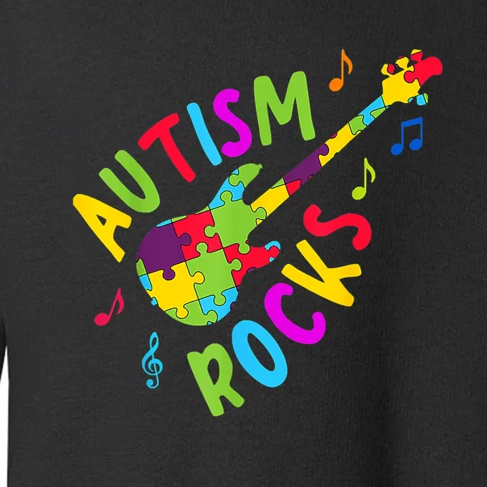 Autism Rocks Autism Awareness Guitar Puzzle Pieces Toddler Sweatshirt