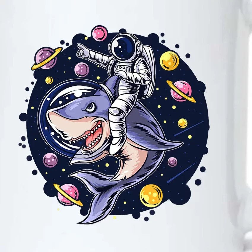 Astronauts Ride A Shark In Space ( Galaxy ) With The Planets Black Color Changing Mug