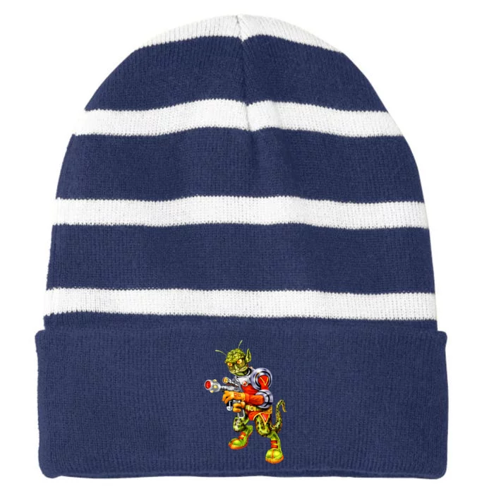 Alien Reptilian Striped Beanie with Solid Band