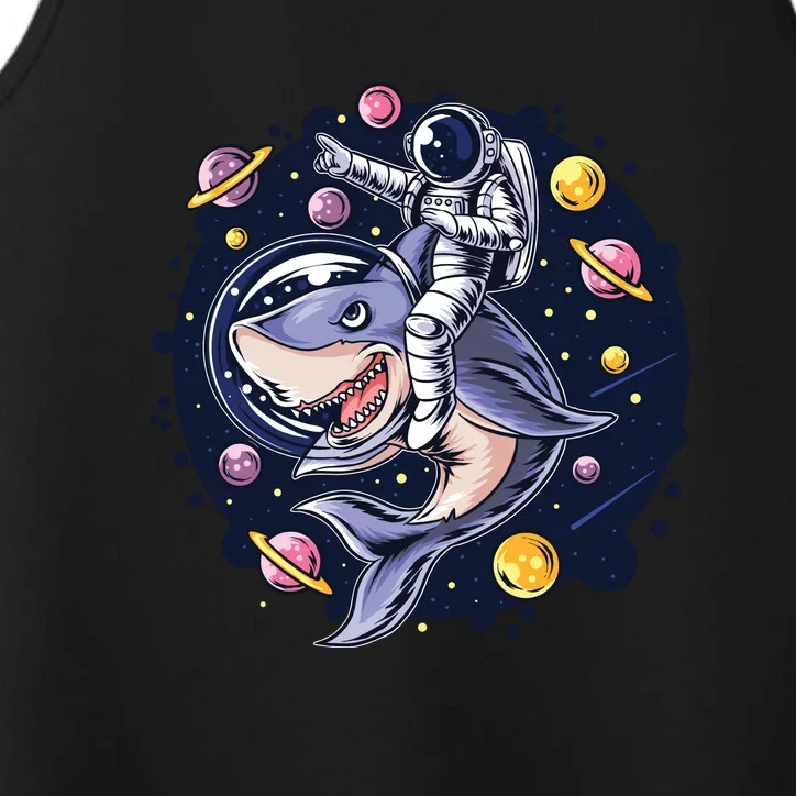 Astronaut Riding A Shark Flying In Space Performance Tank