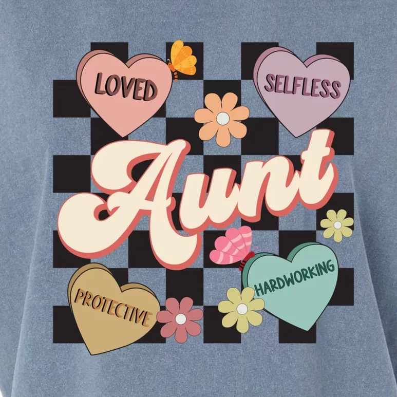 Aunt Retro Aunt Life Groovy Mothers Day Heart Affirmation Gift Garment-Dyed Women's Muscle Tee