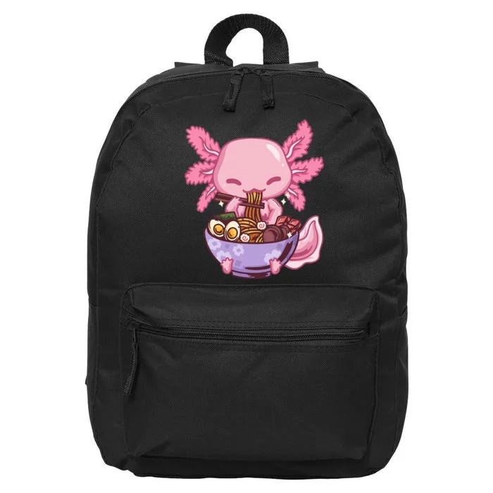 Axolotl Ramen Anime Kawaii Eating 16 in Basic Backpack