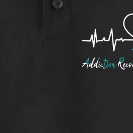 Addiction Recovery Awareness Heartbeat Teal Ribbon Support Dry Zone Grid Performance Polo