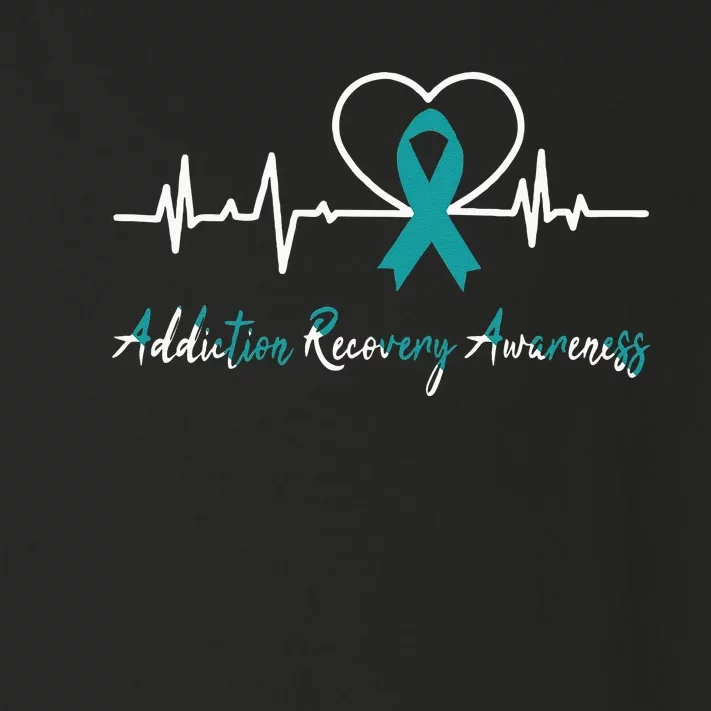 Addiction Recovery Awareness Heartbeat Teal Ribbon Support Toddler Long Sleeve Shirt