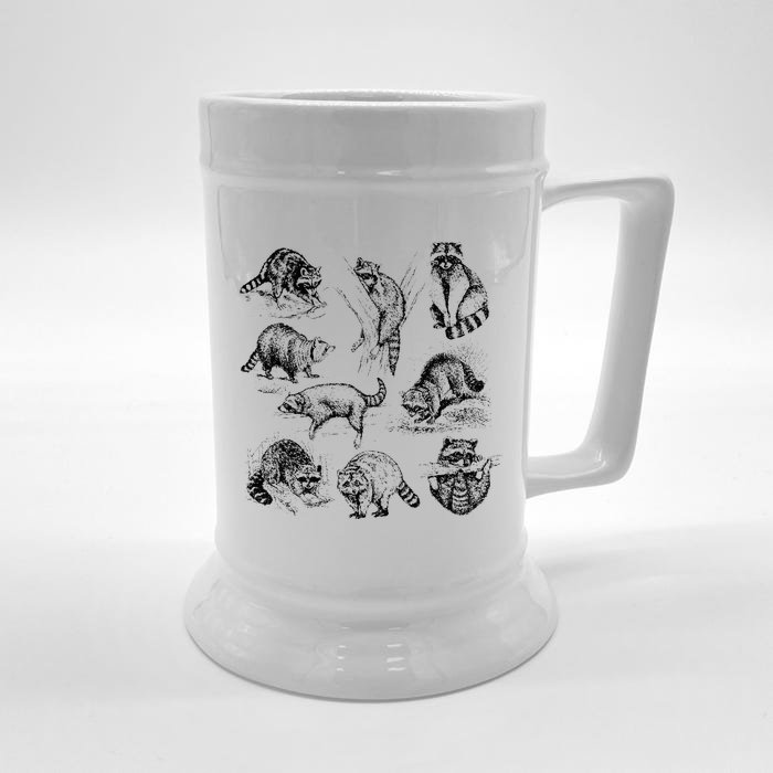 Adorable Raccoon Artwork Charming Wildlife Illustration Front & Back Beer Stein