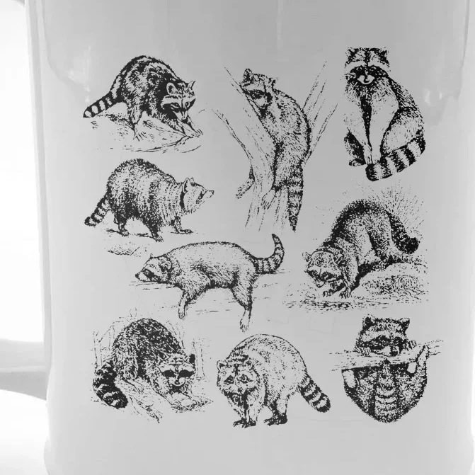 Adorable Raccoon Artwork Charming Wildlife Illustration Front & Back Beer Stein